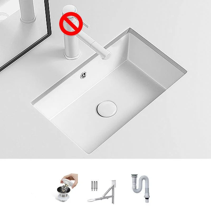 Modern Undermount Vanity Sink Porcelain with Tap and Overflow Basin Sink -Bathlova