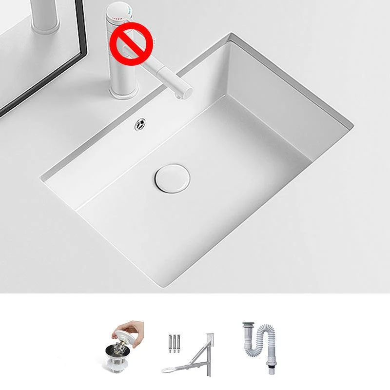 Modern Undermount Vanity Sink Porcelain with Tap and Overflow Basin Sink -Bathlova