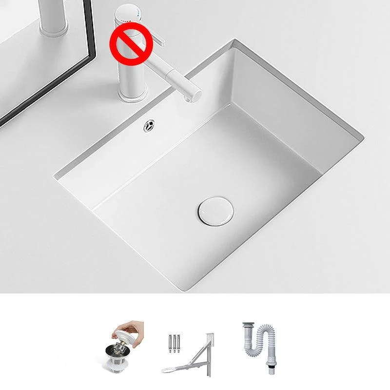 Modern Undermount Vanity Sink Porcelain with Tap and Overflow Basin Sink -Bathlova