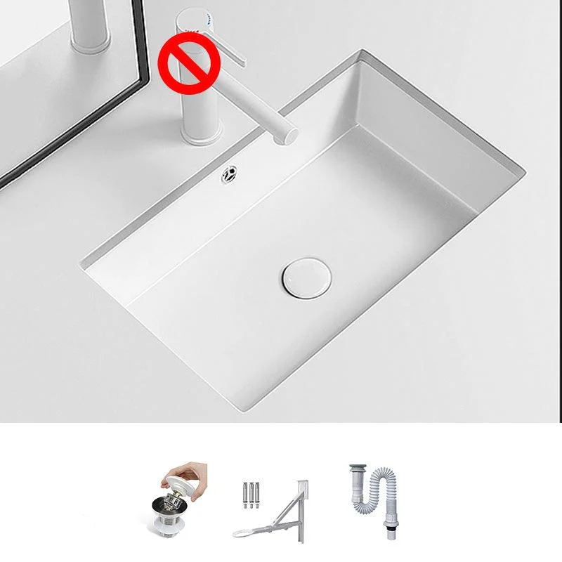 Modern Undermount Vanity Sink Porcelain with Tap and Overflow Basin Sink -Bathlova