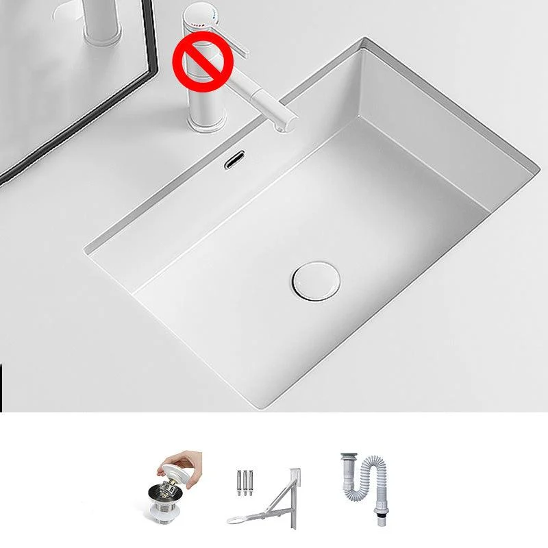 Modern Undermount Vanity Sink Porcelain with Tap and Overflow Basin Sink -Bathlova