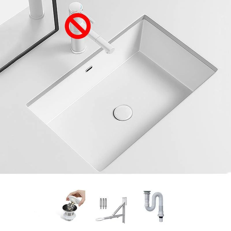 Modern Undermount Vanity Sink Porcelain with Tap and Overflow Basin Sink -Bathlova