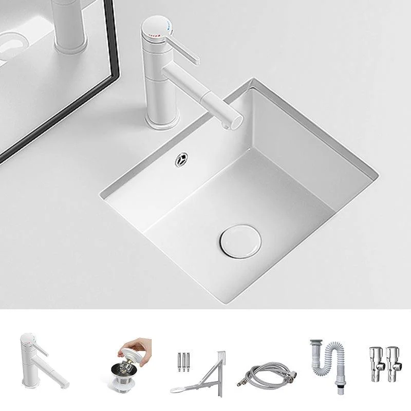 Modern Undermount Vanity Sink Porcelain with Tap and Overflow Basin Sink -Bathlova