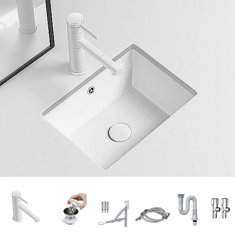 Modern Undermount Vanity Sink Porcelain with Tap and Overflow Basin Sink -Bathlova