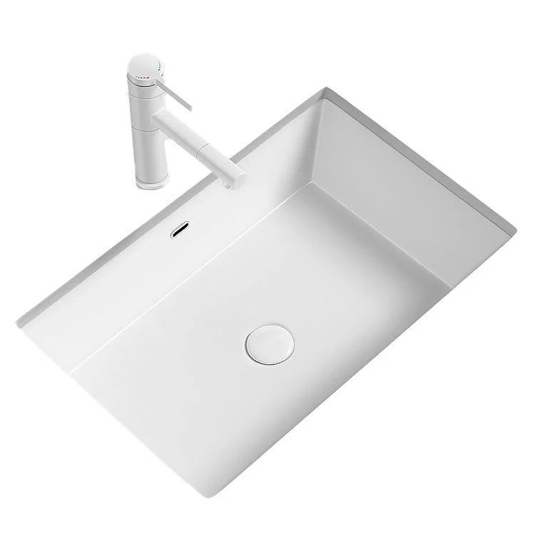 Modern Undermount Vanity Sink Porcelain with Tap and Overflow Basin Sink -Bathlova