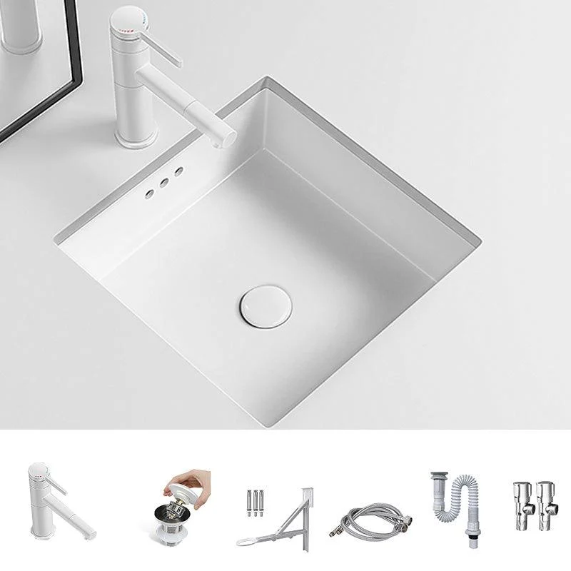 Modern Undermount Vanity Sink Porcelain with Tap and Overflow Basin Sink -Bathlova