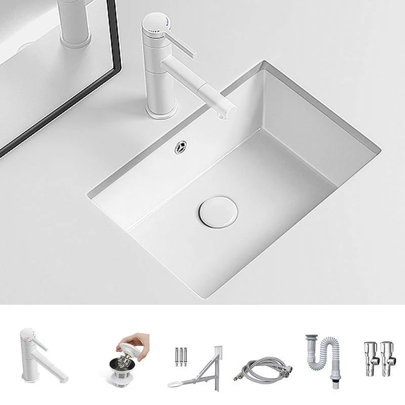 Modern Undermount Vanity Sink Porcelain with Tap and Overflow Basin Sink -Bathlova