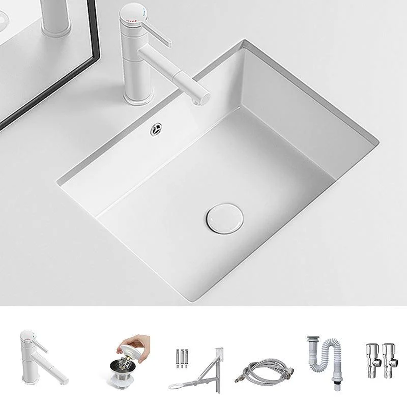 Modern Undermount Vanity Sink Porcelain with Tap and Overflow Basin Sink -Bathlova