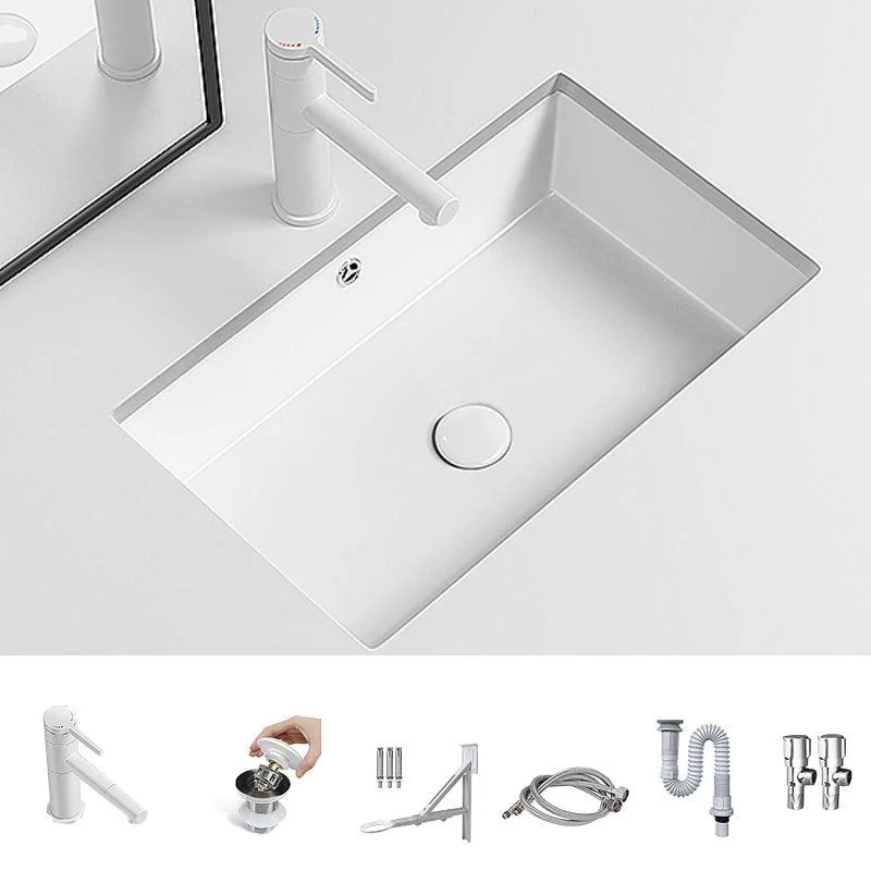 Modern Undermount Vanity Sink Porcelain with Tap and Overflow Basin Sink -Bathlova