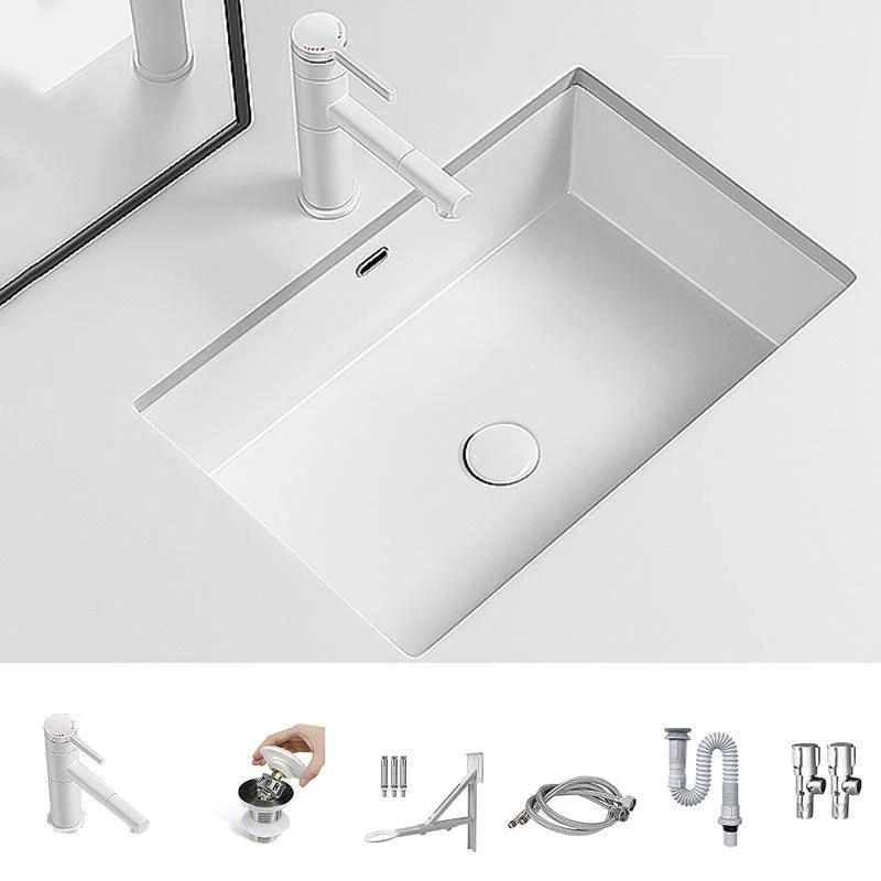 Modern Undermount Vanity Sink Porcelain with Tap and Overflow Basin Sink -Bathlova