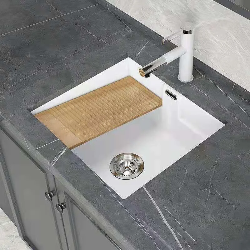 Modern Undermount Vanity Sink Rectangular Porcelain with Overflow and Tap Vessel -Bathlova