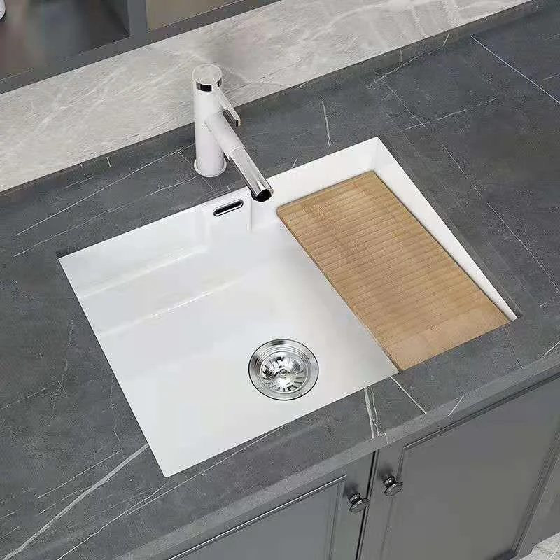 Modern Undermount Vanity Sink Rectangular Porcelain with Overflow and Tap Vessel -Bathlova