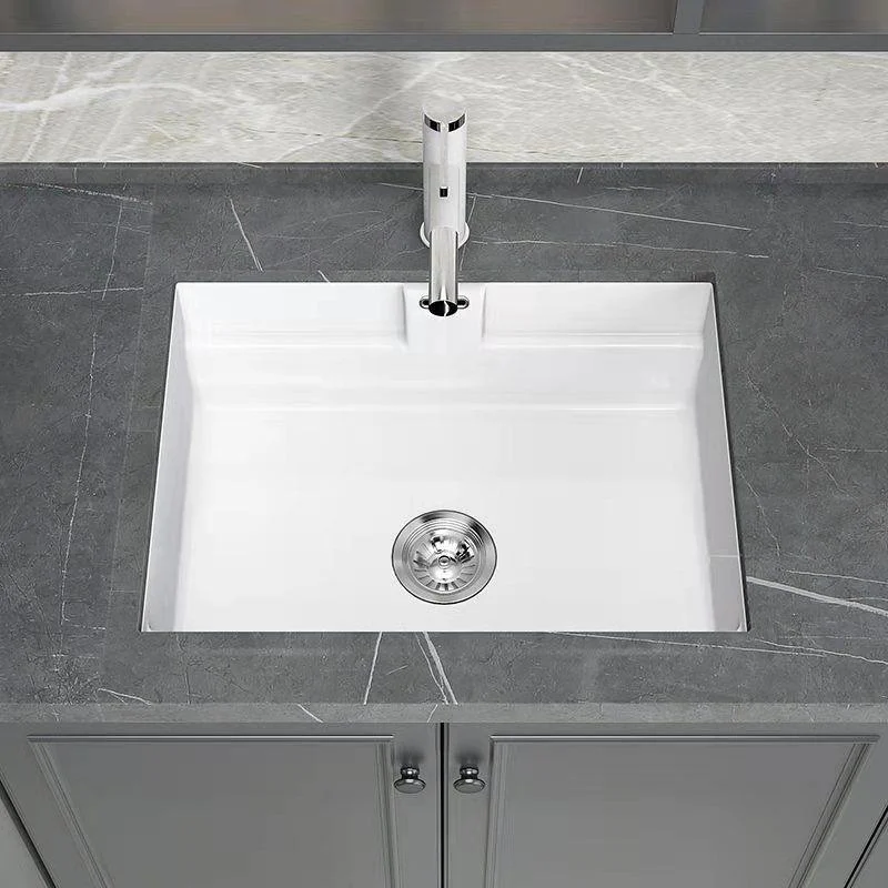 Modern Undermount Vanity Sink Rectangular Porcelain with Overflow and Tap Vessel -Bathlova