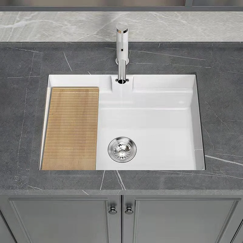 Modern Undermount Vanity Sink Rectangular Porcelain with Overflow and Tap Vessel -Bathlova