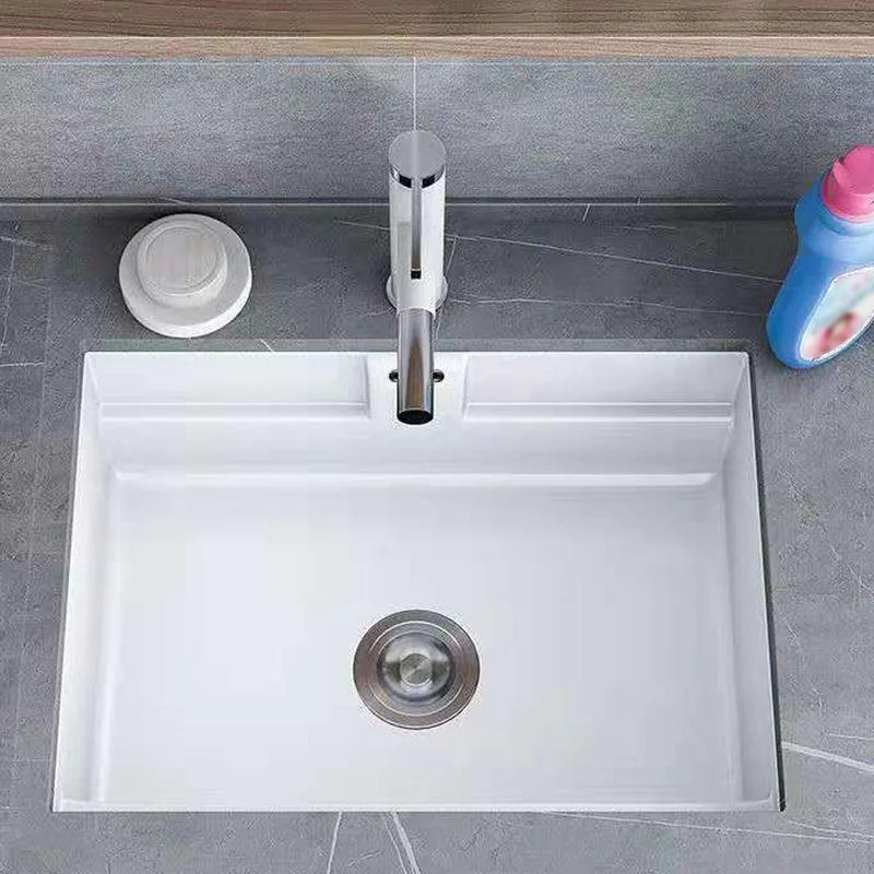 Modern Undermount Vanity Sink Rectangular Porcelain with Overflow and Tap Vessel -Bathlova