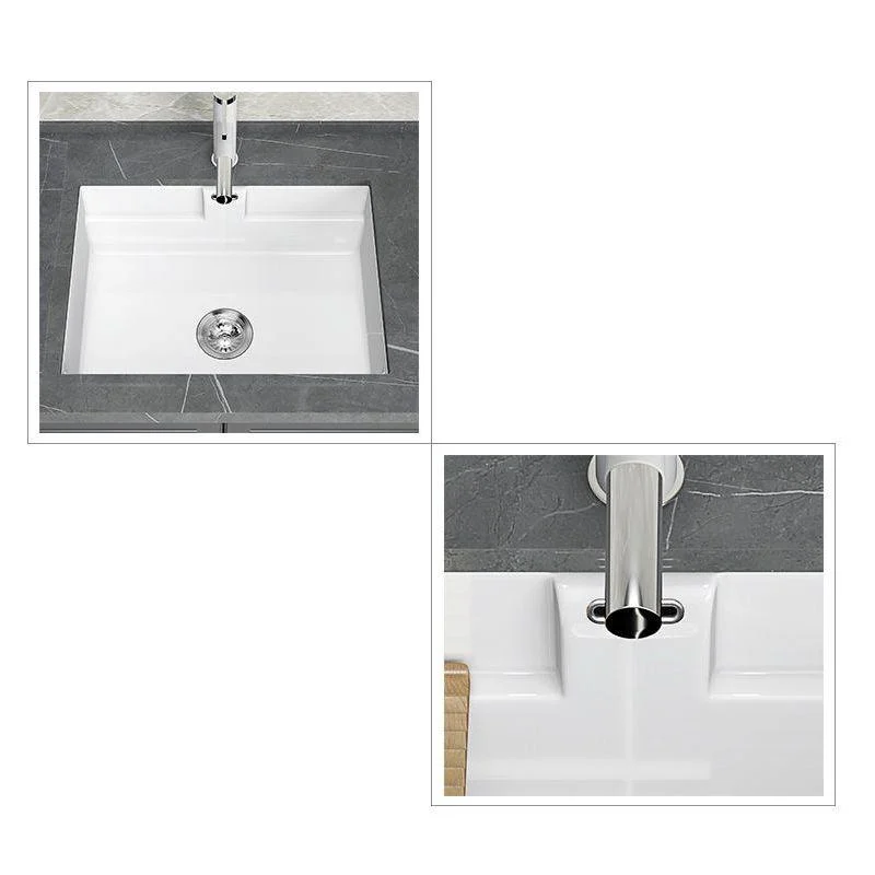 Modern Undermount Vanity Sink Rectangular Porcelain with Overflow and Tap Vessel -Bathlova