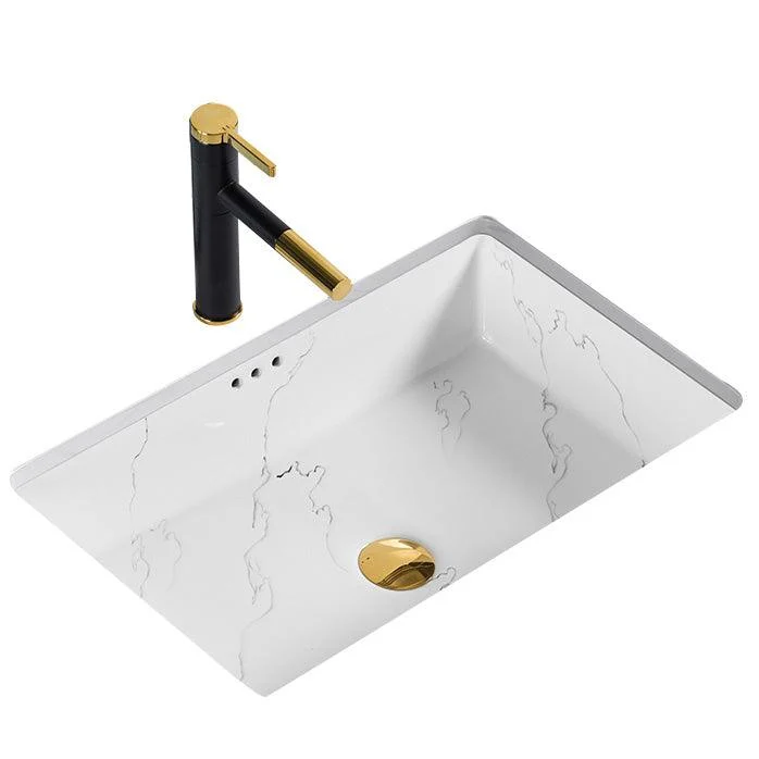 Modern Undermount Vanity Sink Rectangular Porcelain with Overflow Basin Sink -Bathlova