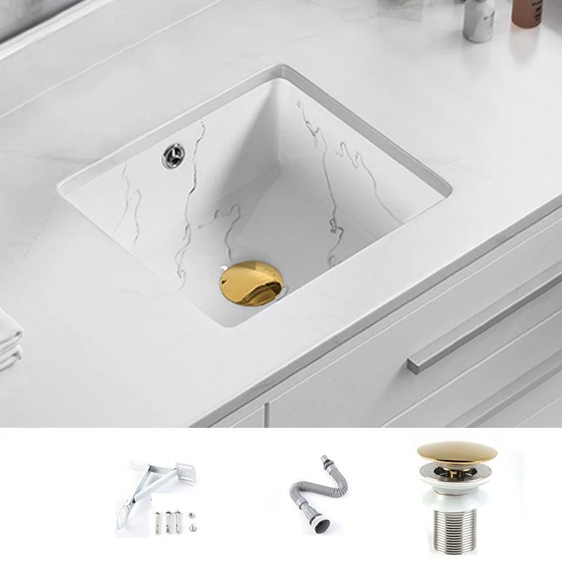 Modern Undermount Vanity Sink Rectangular Porcelain with Overflow Basin Sink -Bathlova