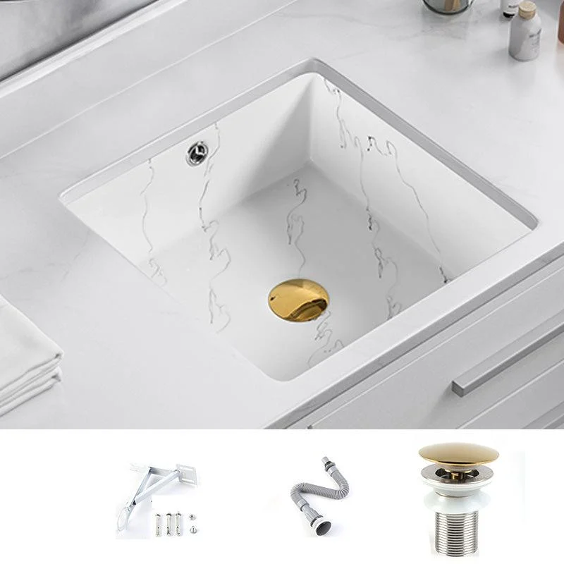 Modern Undermount Vanity Sink Rectangular Porcelain with Overflow Basin Sink -Bathlova