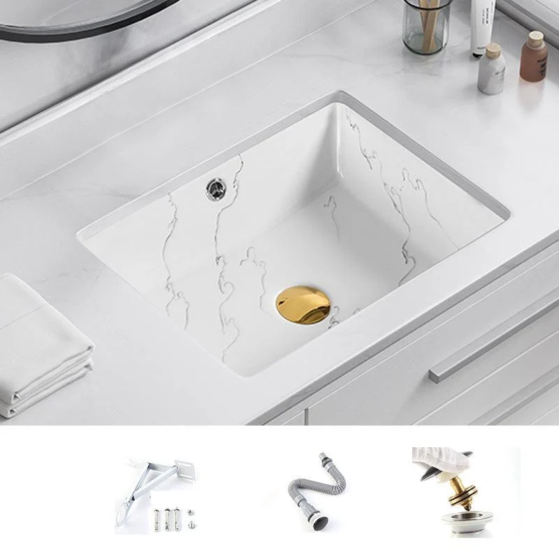 Modern Undermount Vanity Sink Rectangular Porcelain with Overflow Basin Sink -Bathlova