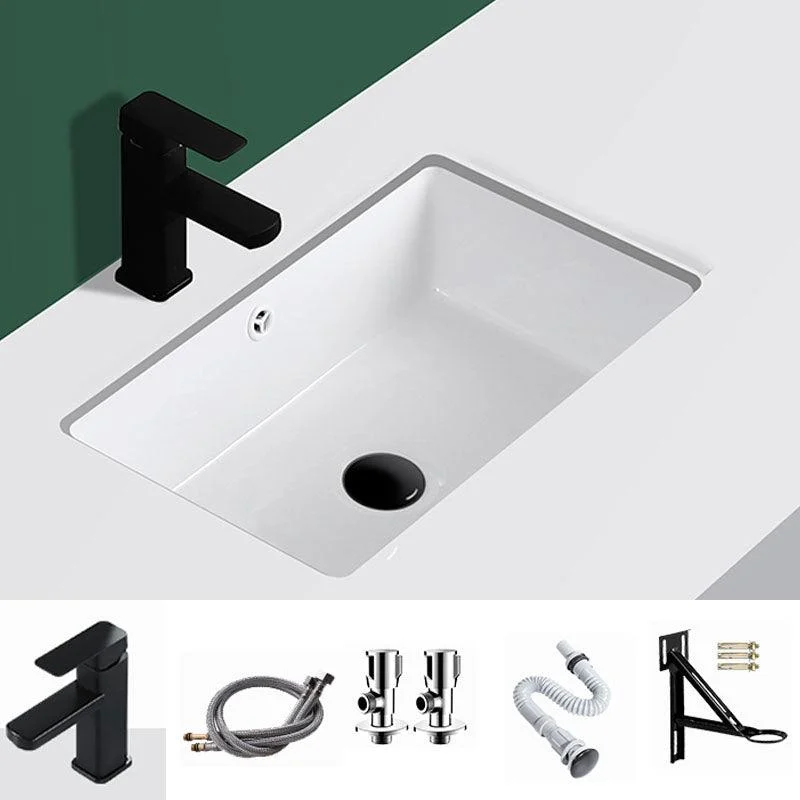 Modern Undermount Vanity Sink Rectangular Porcelain with Overflow Vessel Sink -Bathlova