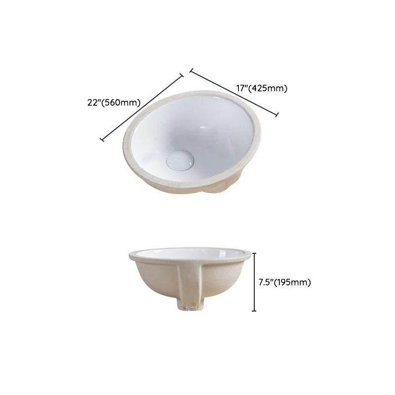 Modern Undermount Vanity Sink Round Porcelain with Pop-Up Drain Bathroom Sink Only -Bathlova