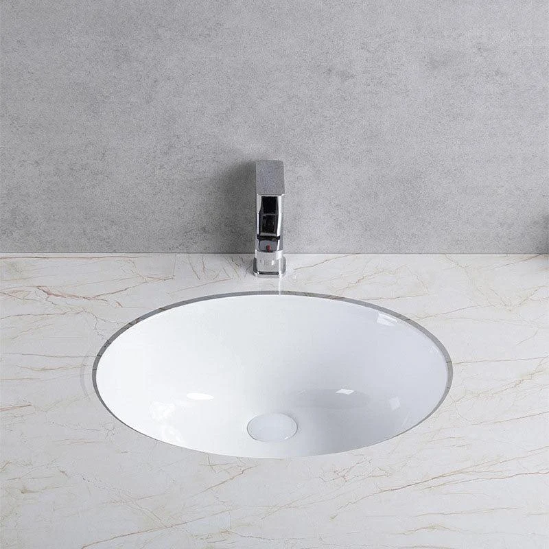 Modern Undermount Vanity Sink Round Porcelain with Pop-Up Drain Bathroom Sink Only -Bathlova