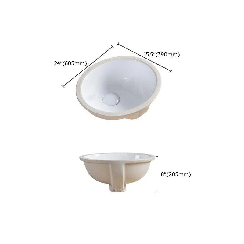 Modern Undermount Vanity Sink Round Porcelain with Pop-Up Drain Bathroom Sink Only -Bathlova