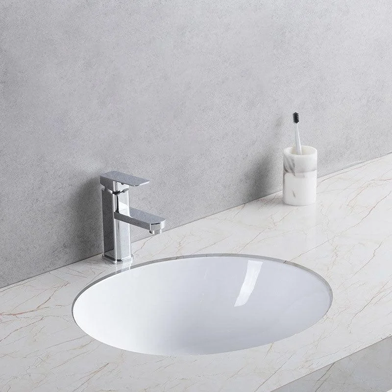 Modern Undermount Vanity Sink Round Porcelain with Pop-Up Drain Bathroom Sink Only -Bathlova