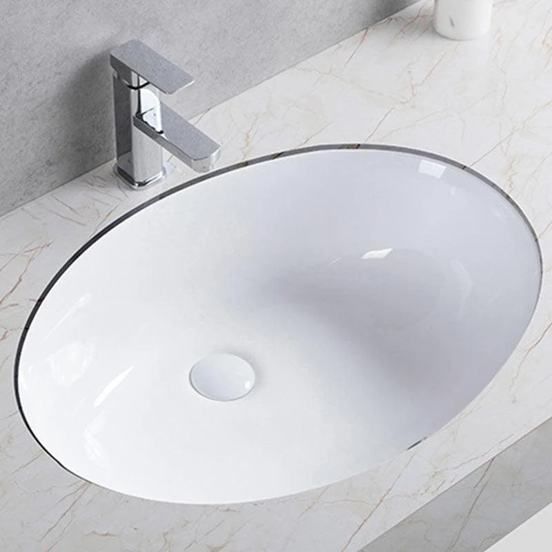 Modern Undermount Vanity Sink Round Porcelain with Pop-Up Drain Bathroom Sink Only -Bathlova