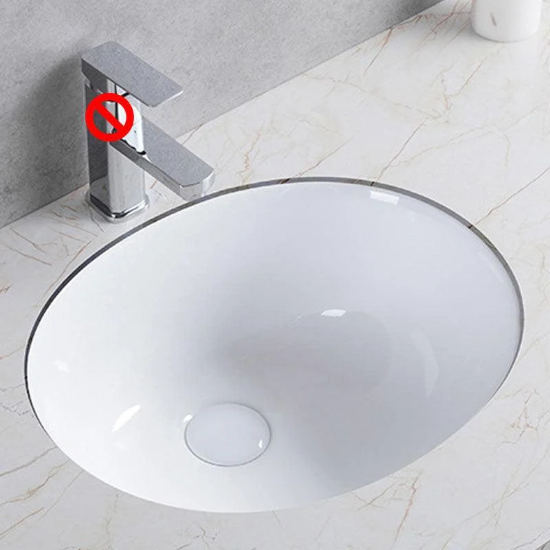 Modern Undermount Vanity Sink Round Porcelain with Pop-Up Drain Bathroom Sink Only -Bathlova