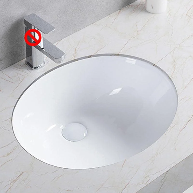 Modern Undermount Vanity Sink Round Porcelain with Pop-Up Drain Bathroom Sink Only -Bathlova