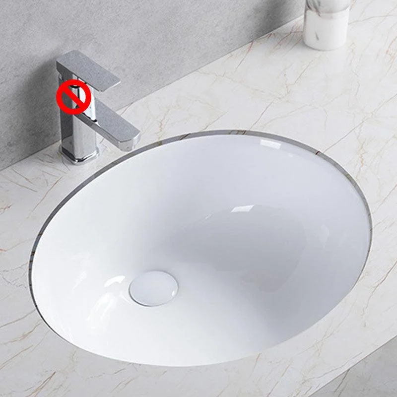 Modern Undermount Vanity Sink Round Porcelain with Pop-Up Drain Bathroom Sink Only -Bathlova