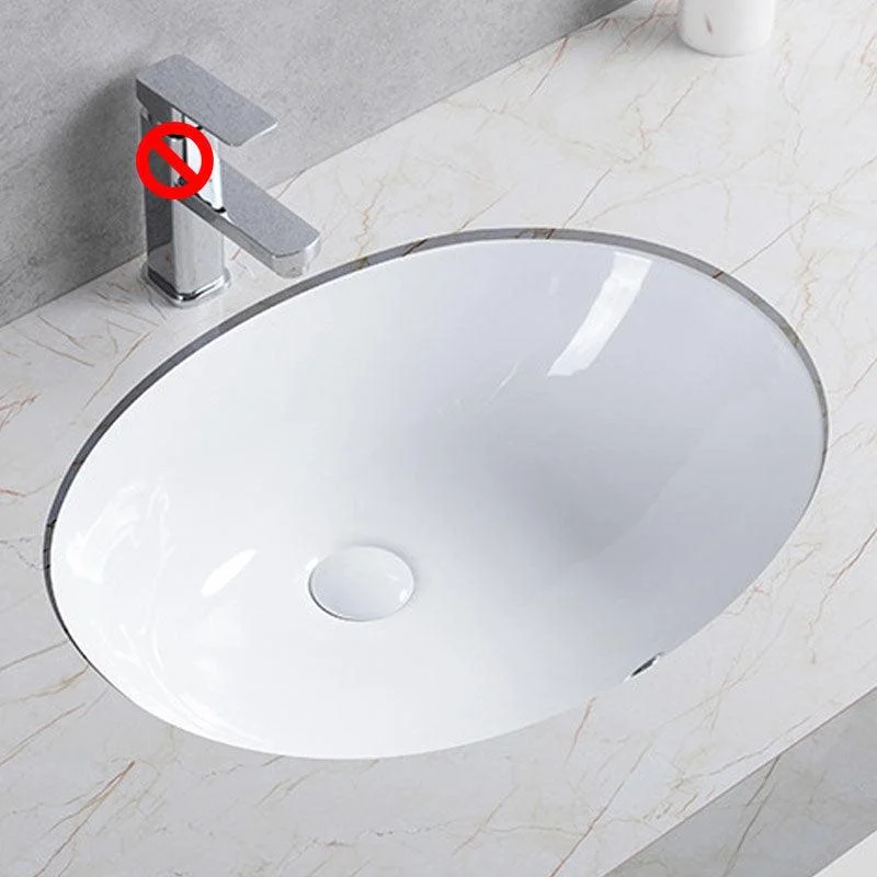 Modern Undermount Vanity Sink Round Porcelain with Pop-Up Drain Bathroom Sink Only -Bathlova