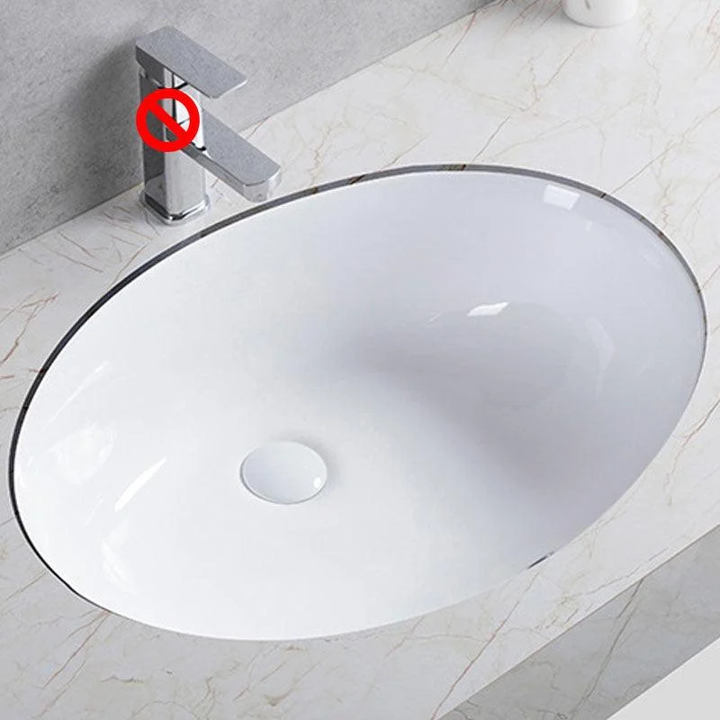 Modern Undermount Vanity Sink Round Porcelain with Pop-Up Drain Bathroom Sink Only -Bathlova