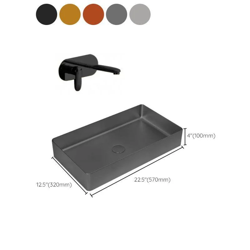 Modern Vessel Bathroom Sink Metal Rectangular with Tap Vessel Lavatory Sink -Bathlova