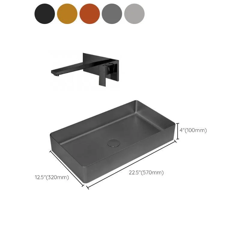 Modern Vessel Bathroom Sink Metal Rectangular with Tap Vessel Lavatory Sink -Bathlova