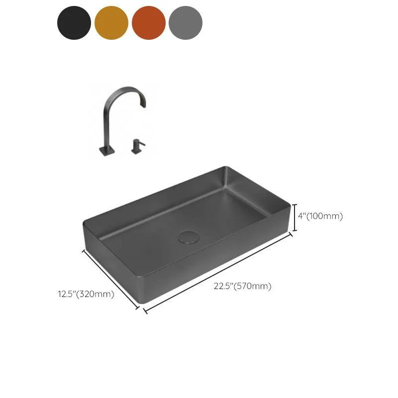 Modern Vessel Bathroom Sink Metal Rectangular with Tap Vessel Lavatory Sink -Bathlova