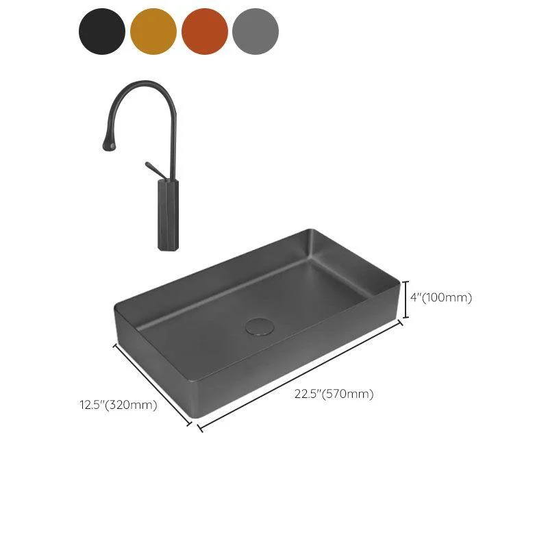 Modern Vessel Bathroom Sink Metal Rectangular with Tap Vessel Lavatory Sink -Bathlova