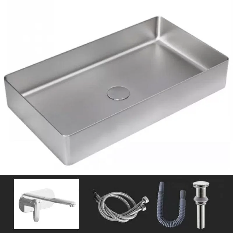 Modern Vessel Bathroom Sink Metal Rectangular with Tap Vessel Lavatory Sink -Bathlova