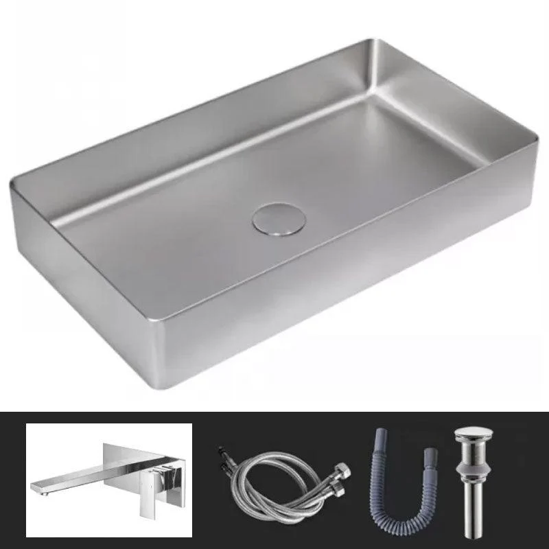 Modern Vessel Bathroom Sink Metal Rectangular with Tap Vessel Lavatory Sink -Bathlova