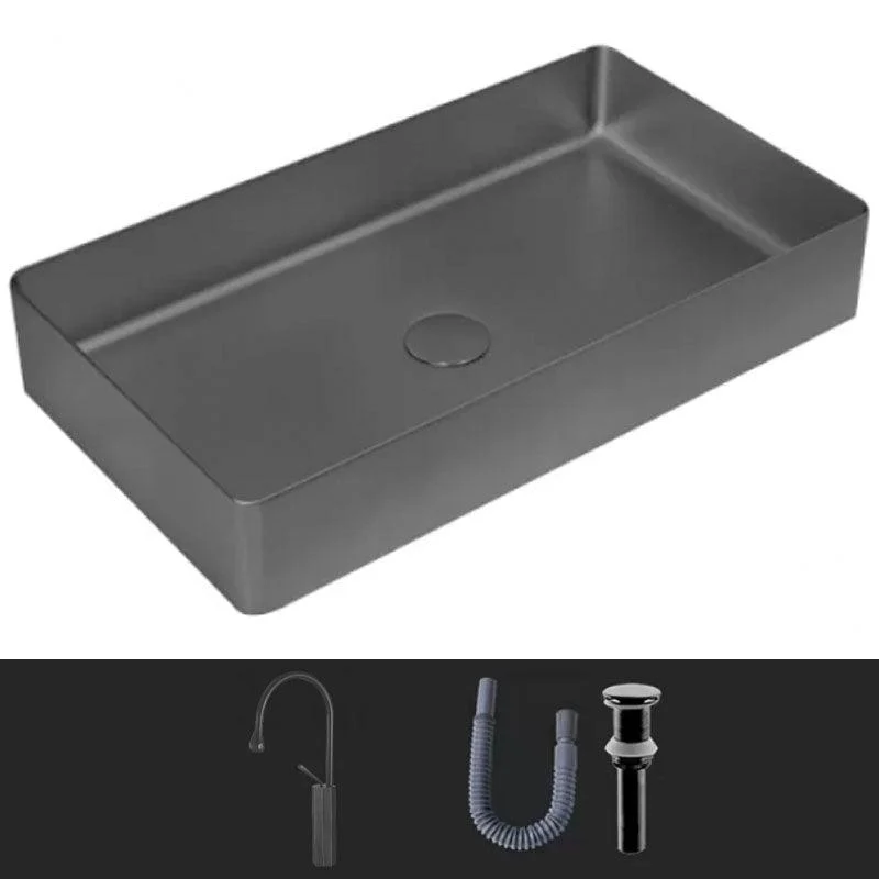 Modern Vessel Bathroom Sink Metal Rectangular with Tap Vessel Lavatory Sink -Bathlova