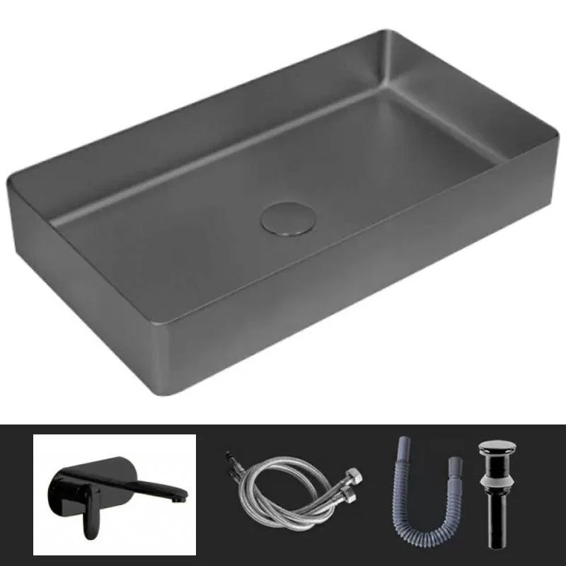 Modern Vessel Bathroom Sink Metal Rectangular with Tap Vessel Lavatory Sink -Bathlova