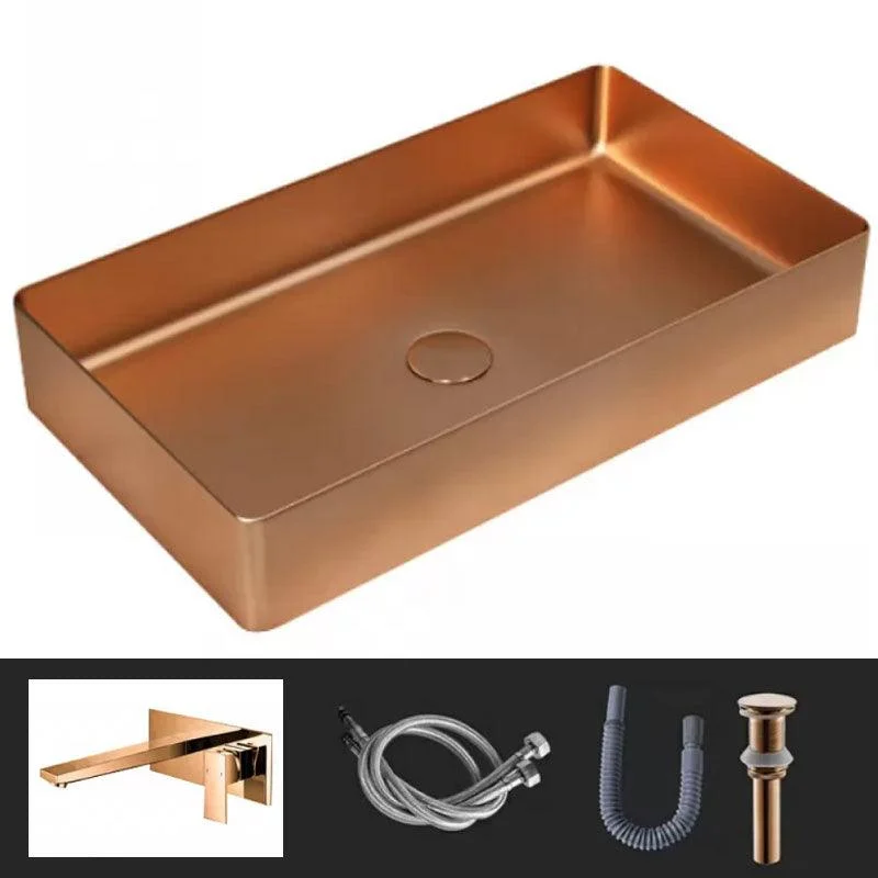 Modern Vessel Bathroom Sink Metal Rectangular with Tap Vessel Lavatory Sink -Bathlova