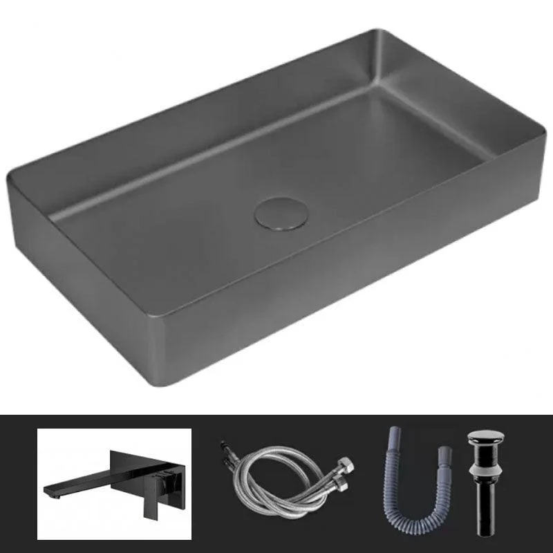 Modern Vessel Bathroom Sink Metal Rectangular with Tap Vessel Lavatory Sink -Bathlova