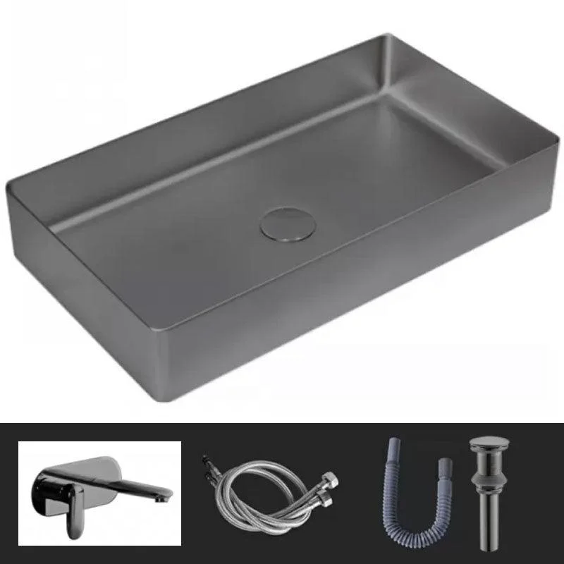 Modern Vessel Bathroom Sink Metal Rectangular with Tap Vessel Lavatory Sink -Bathlova