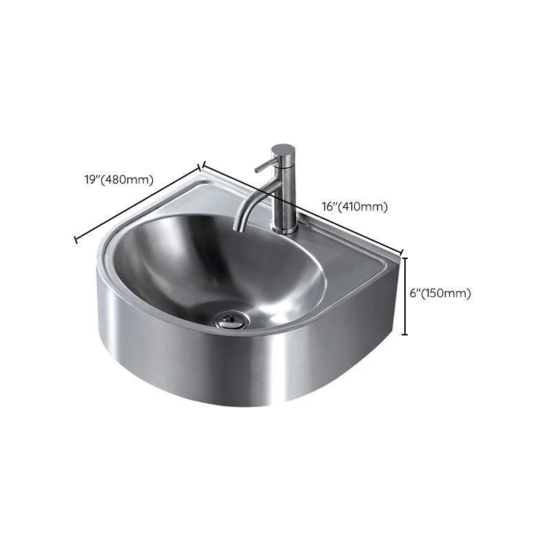 Modern Vessel Bathroom Sink Metal U-Shaped Wall Mount Bathroom Sink(Not Including Tap) -Bathlova