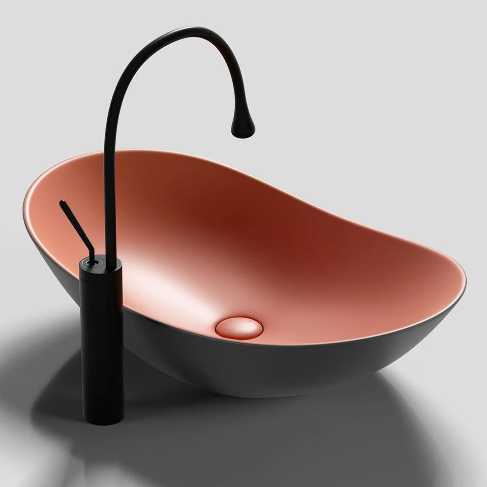 Modern Vessel Bathroom Sink Oval Porcelain with Basin and Tap Wash Stand -Bathlova