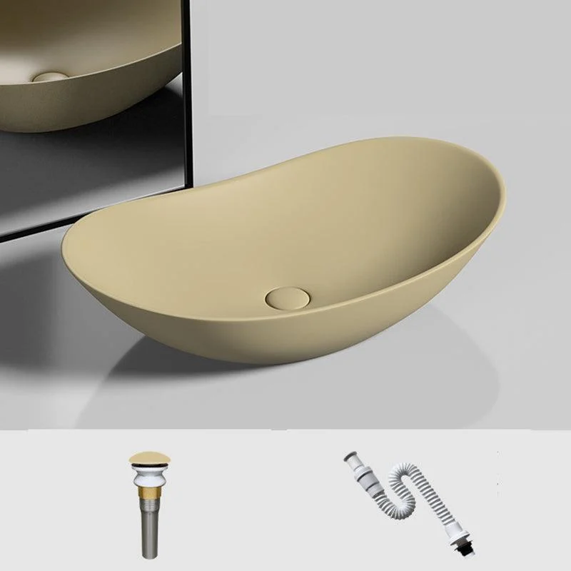 Modern Vessel Bathroom Sink Oval Porcelain with Basin and Tap Wash Stand -Bathlova