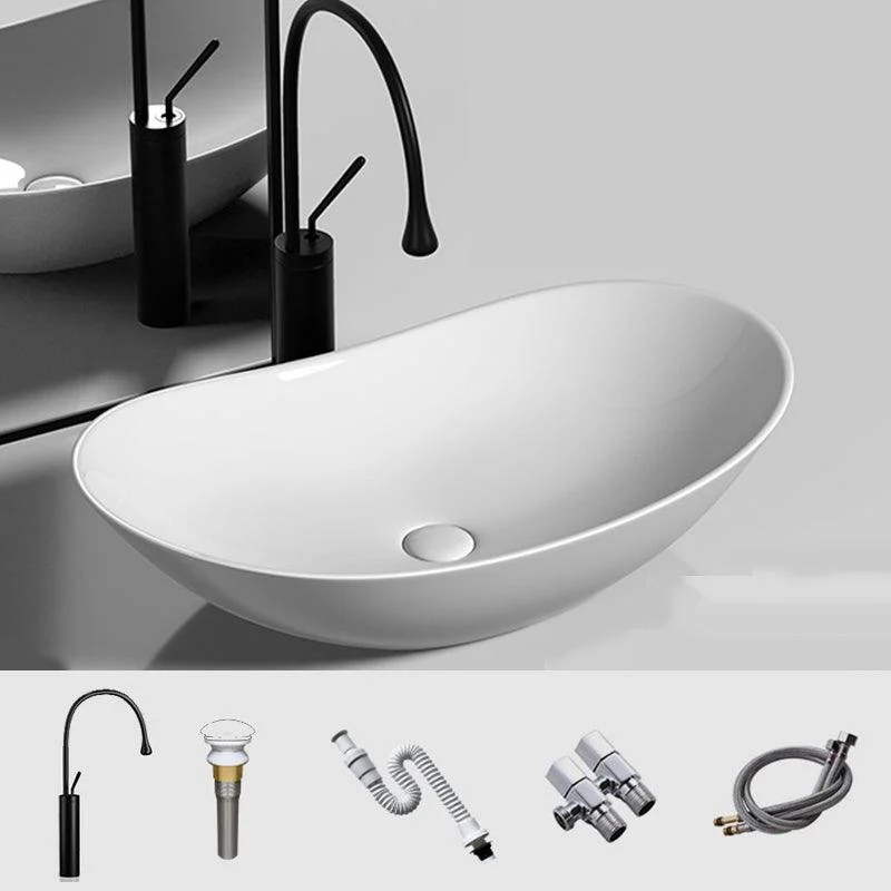 Modern Vessel Bathroom Sink Oval Porcelain with Basin and Tap Wash Stand -Bathlova